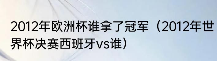 2012年欧洲杯谁拿了冠军（2012年世界杯决赛西班牙vs谁）