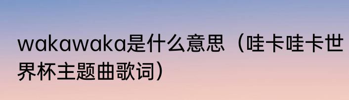 wakawaka是什么意思（哇卡哇卡世界杯主题曲歌词）