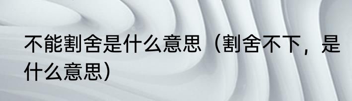 不能割舍是什么意思（割舍不下，是什么意思）