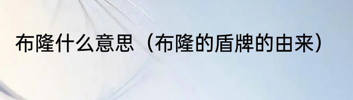 布隆什么意思（布隆的盾牌的由来）