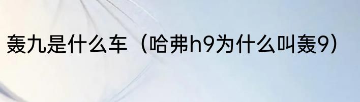 轰九是什么车（哈弗h9为什么叫轰9）