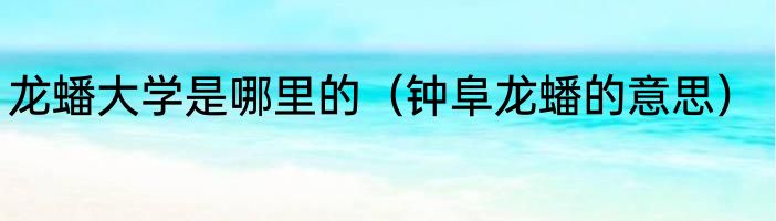 龙蟠大学是哪里的（钟阜龙蟠的意思）