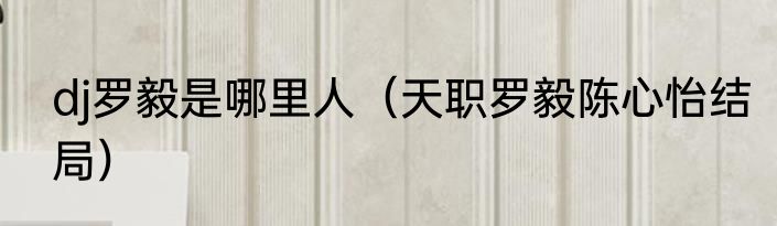 dj罗毅是哪里人（天职罗毅陈心怡结局）