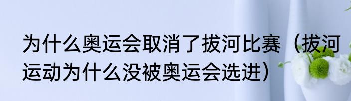 为什么奥运会取消了拔河比赛（拔河运动为什么没被奥运会选进）