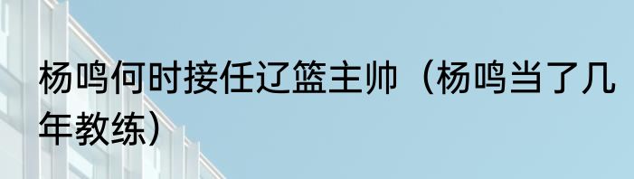 杨鸣何时接任辽篮主帅（杨鸣当了几年教练）