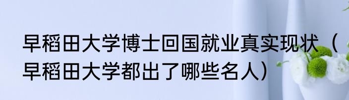 早稻田大学博士回国就业真实现状（早稻田大学都出了哪些名人）