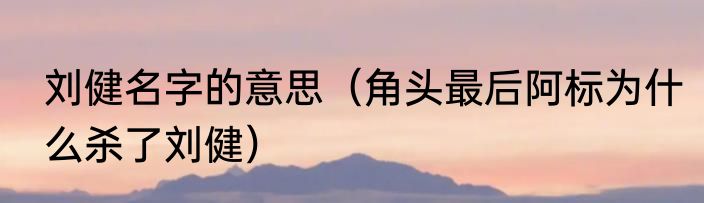 刘健名字的意思（角头最后阿标为什么杀了刘健）