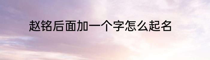 赵铭后面加一个字怎么起名