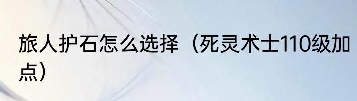 旅人护石怎么选择（死灵术士110级加点）