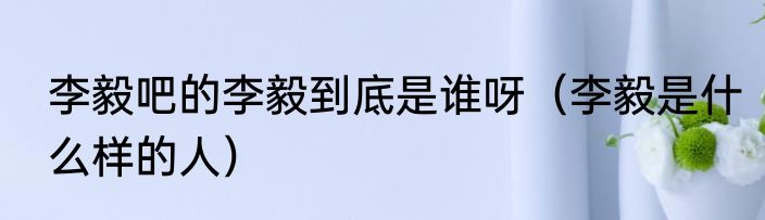 李毅吧的李毅到底是谁呀（李毅是什么样的人）