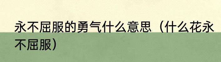 永不屈服的勇气什么意思（什么花永不屈服）