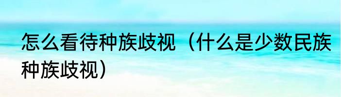 怎么看待种族歧视（什么是少数民族种族歧视）