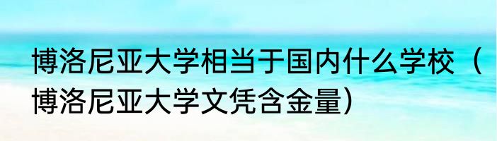 博洛尼亚大学相当于国内什么学校（博洛尼亚大学文凭含金量）
