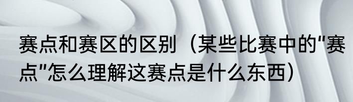 赛点和赛区的区别（某些比赛中的“赛点”怎么理解这赛点是什么东西）