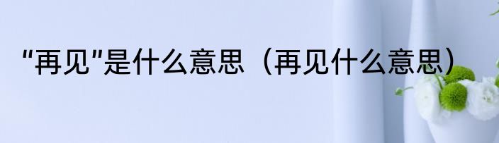 “再见”是什么意思（再见什么意思）