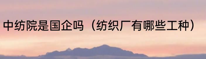 中纺院是国企吗（纺织厂有哪些工种）