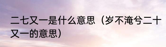 二七又一是什么意思（岁不淹兮二十又一的意思）