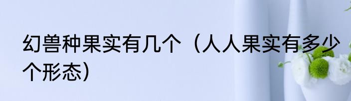 幻兽种果实有几个（人人果实有多少个形态）