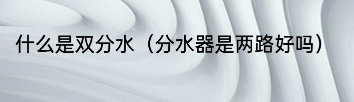 什么是双分水（分水器是两路好吗）