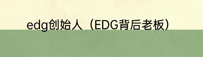 edg创始人（EDG背后老板）