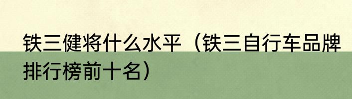 铁三健将什么水平（铁三自行车品牌排行榜前十名）