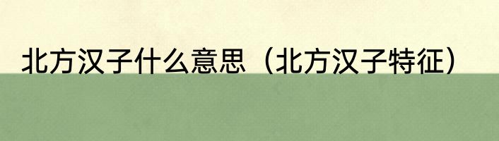 北方汉子什么意思（北方汉子特征）