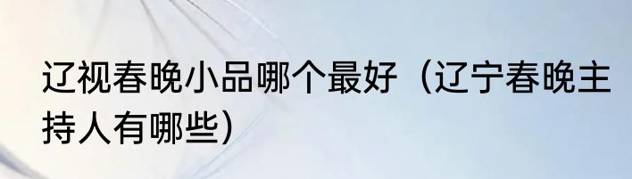 辽视春晚小品哪个最好（辽宁春晚主持人有哪些）