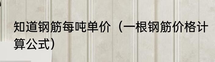 知道钢筋每吨单价（一根钢筋价格计算公式）