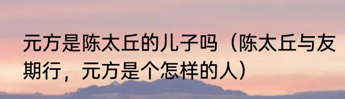 元方是陈太丘的儿子吗（陈太丘与友期行，元方是个怎样的人）