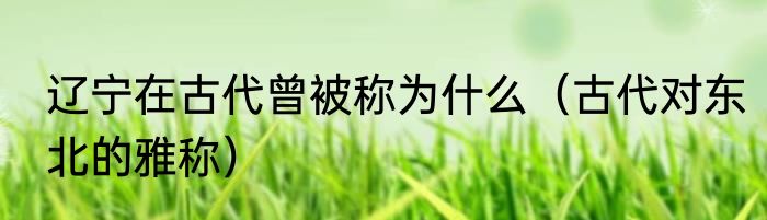 辽宁在古代曾被称为什么（古代对东北的雅称）