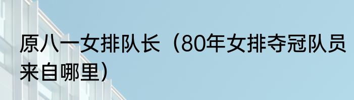 原八一女排队长（80年女排夺冠队员来自哪里）