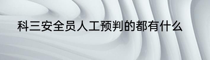 科三安全员人工预判的都有什么