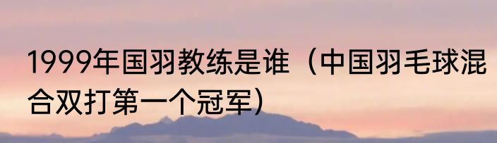 1999年国羽教练是谁（中国羽毛球混合双打第一个冠军）