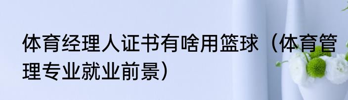 体育经理人证书有啥用篮球（体育管理专业就业前景）