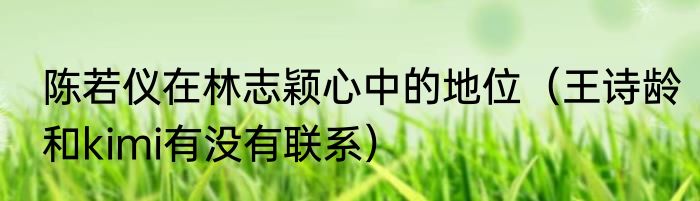 陈若仪在林志颖心中的地位（王诗龄和kimi有没有联系）