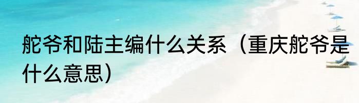 舵爷和陆主编什么关系（重庆舵爷是什么意思）