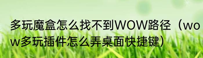 多玩魔盒怎么找不到WOW路径（wow多玩插件怎么弄桌面快捷键）