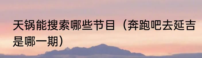 天锅能搜索哪些节目（奔跑吧去延吉是哪一期）