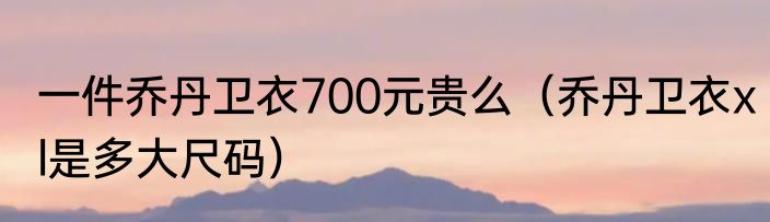 一件乔丹卫衣700元贵么（乔丹卫衣xl是多大尺码）