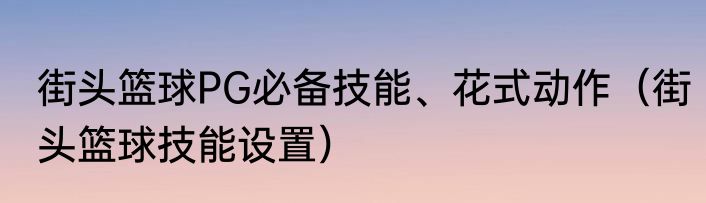 街头篮球PG必备技能、花式动作（街头篮球技能设置）