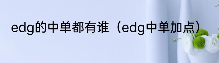 edg的中单都有谁（edg中单加点）