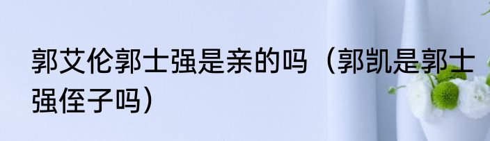 郭艾伦郭士强是亲的吗（郭凯是郭士强侄子吗）
