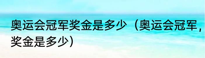 奥运会冠军奖金是多少（奥运会冠军，奖金是多少）