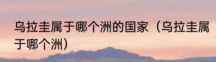 乌拉圭属于哪个洲的国家（乌拉圭属于哪个洲）