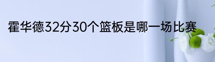 霍华德32分30个篮板是哪一场比赛