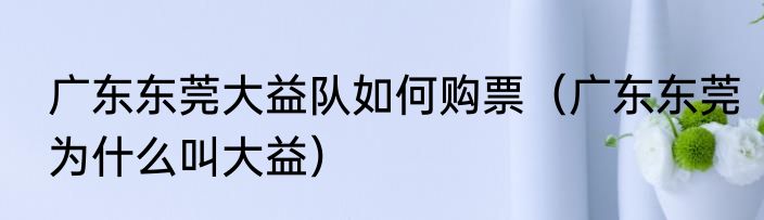广东东莞大益队如何购票（广东东莞为什么叫大益）