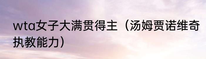 wta女子大满贯得主（汤姆贾诺维奇执教能力）