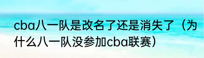 cba八一队是改名了还是消失了（为什么八一队没参加cba联赛）