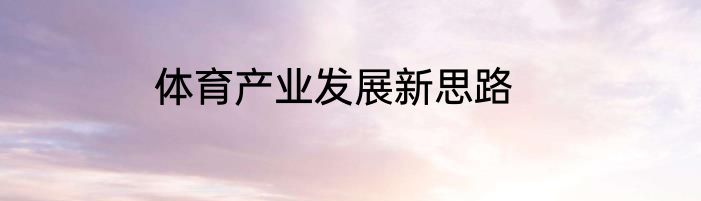 体育产业发展新思路