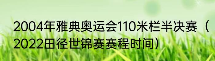 2004年雅典奥运会110米栏半决赛（2022田径世锦赛赛程时间）